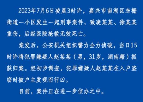 男子入户盗窃被发现后行凶致2死 到底是什么情况? 