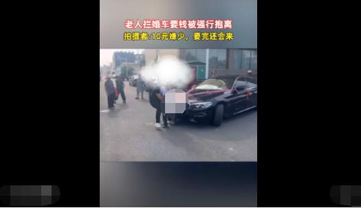 老人拦婚车要钱被强制抱离 真相曝光简直太惊人了